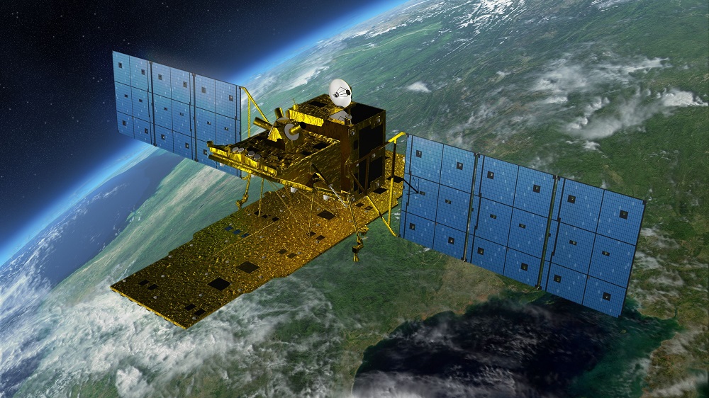 Photo of a satellite (courtesy of  JAXA, Japanese Space Agency)