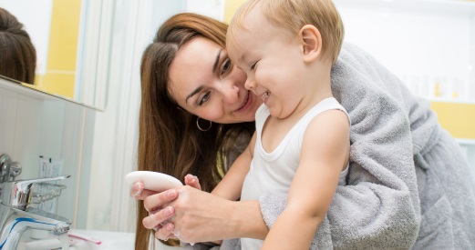 Image of mother and child washing hands
