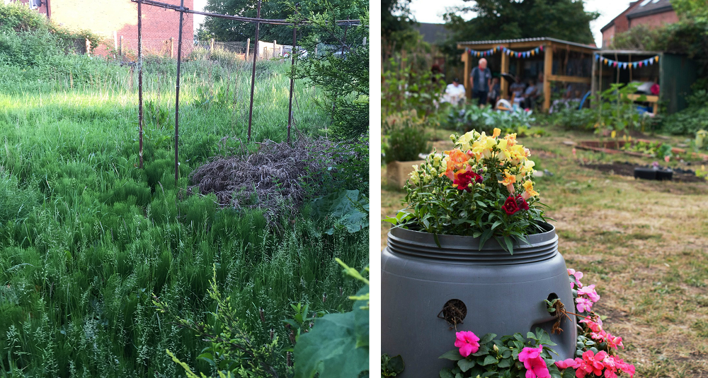 Before and after at Dovehouse Fields Community Gardens